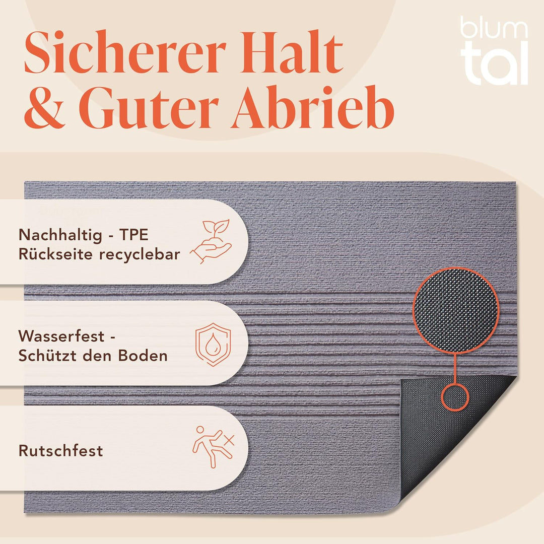 Blumtal Fussmatte 60x90 cm - rutschfeste Schmutzfangmatte - Fussabtreter mit Muster - Fussmatten Hau