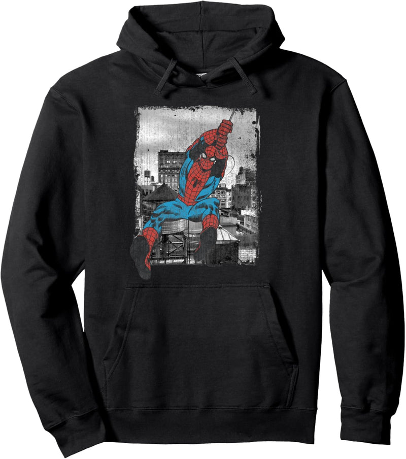 Marvel Spider-Man Back And White Apartment Building Poster Pullover Hoodie