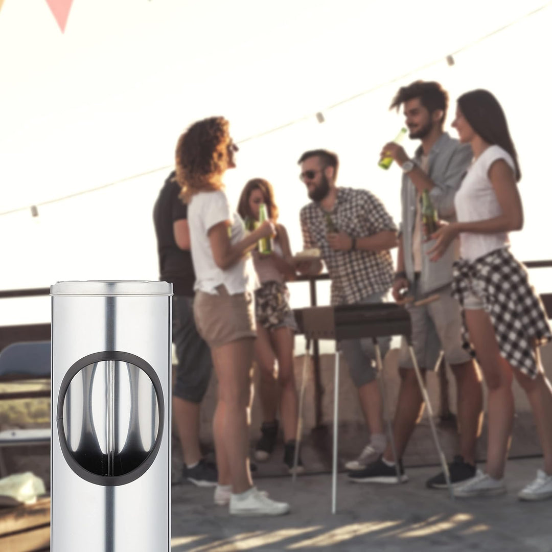 Relaxdays Standaschenbecher aus Edelstahl extra hoch 52,5 cm Stehaschenbecher zur Aussen Nutzung gee