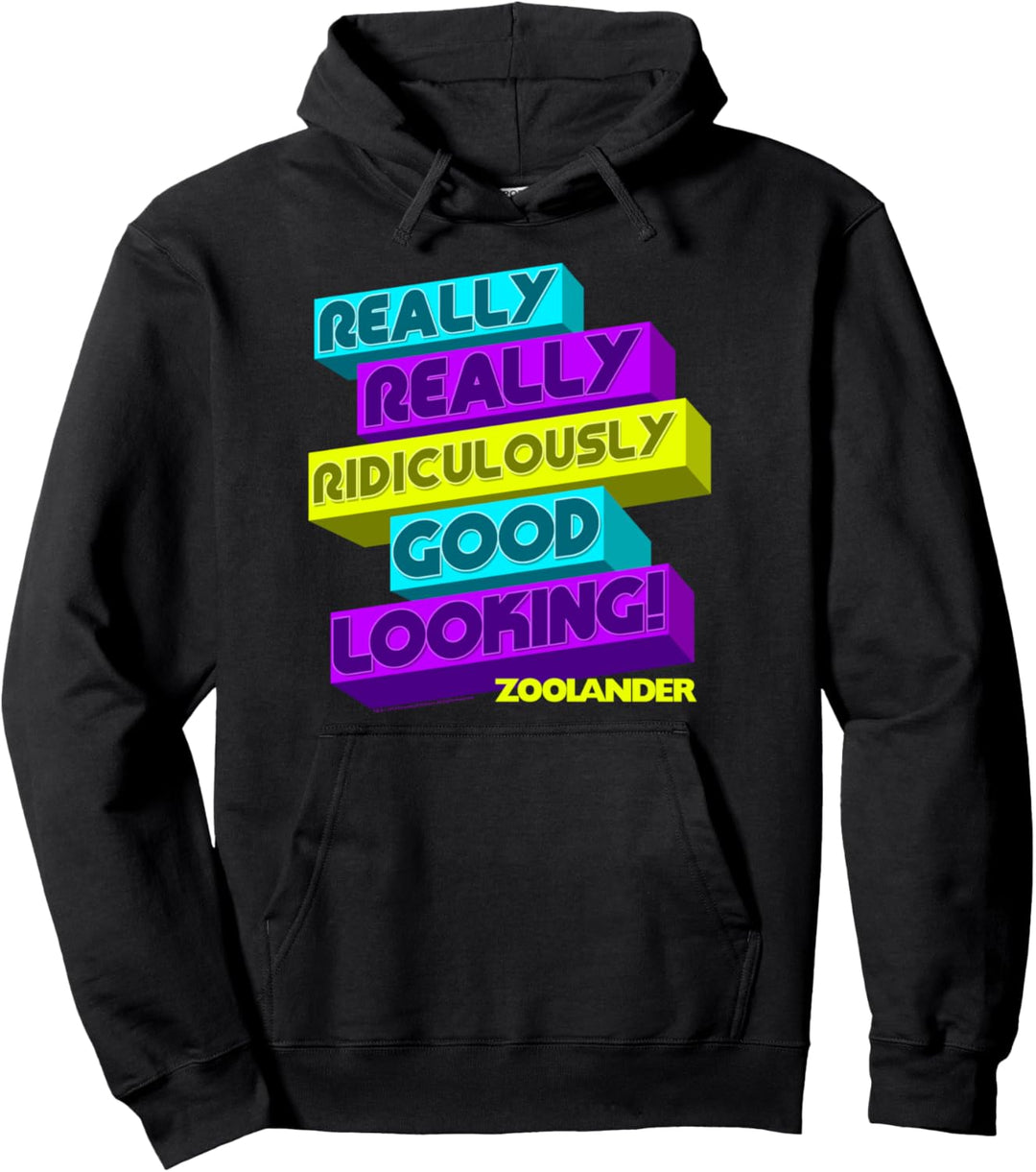 Zoolander Really Really Ridiculously Good Looking Neon Text Pullover Hoodie