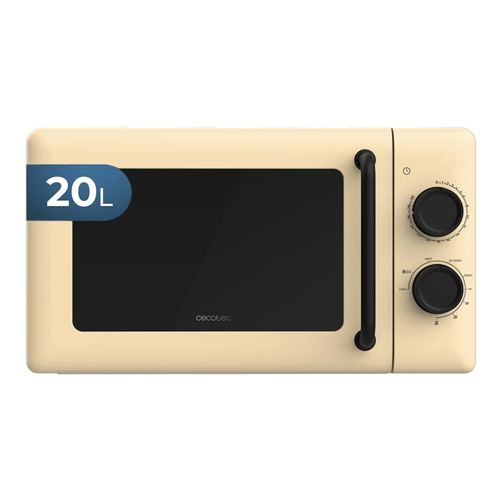 Cecotec Mechanische Mikrowelle mit Grill 20L Proclean 3110 Gelb. 700W in 6 Stufen und 800W Grill, Au