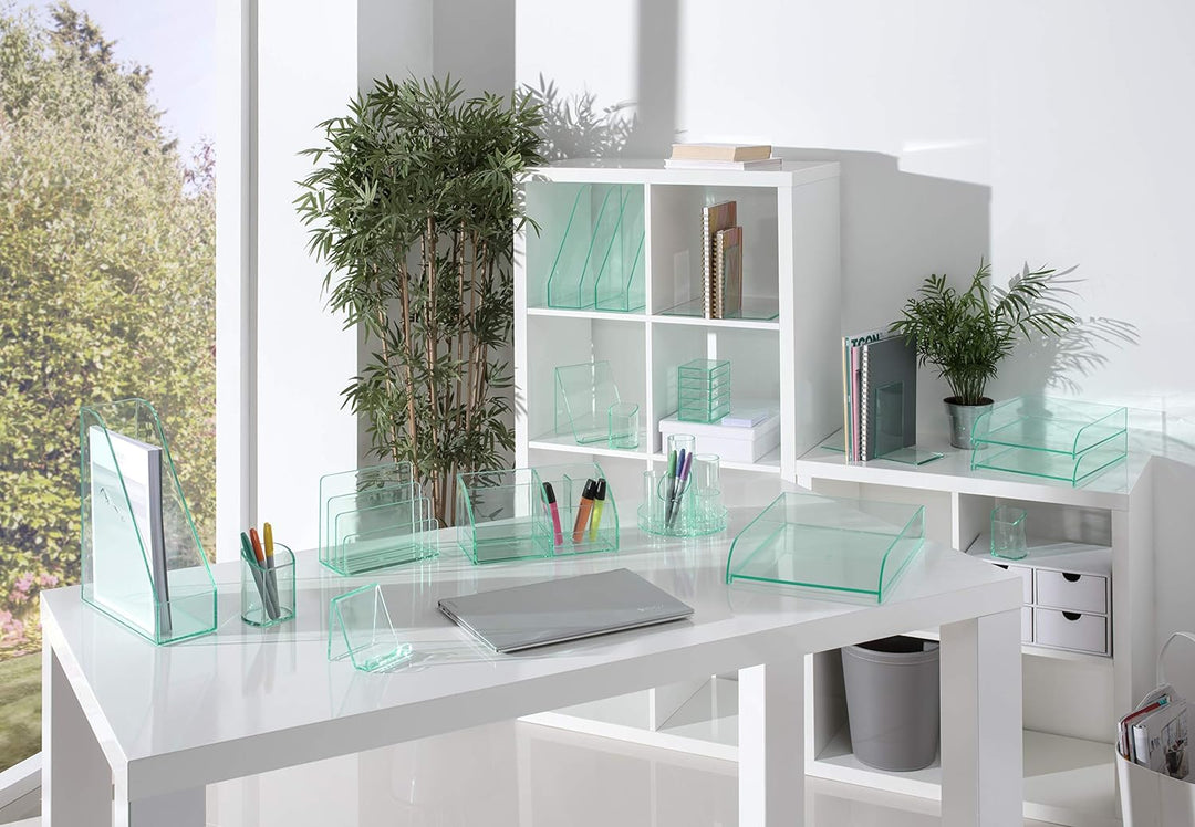 OSCO ADO1-GL Glass Look Acrylic Desk Organiser Glass Look Single, Glass Look Single