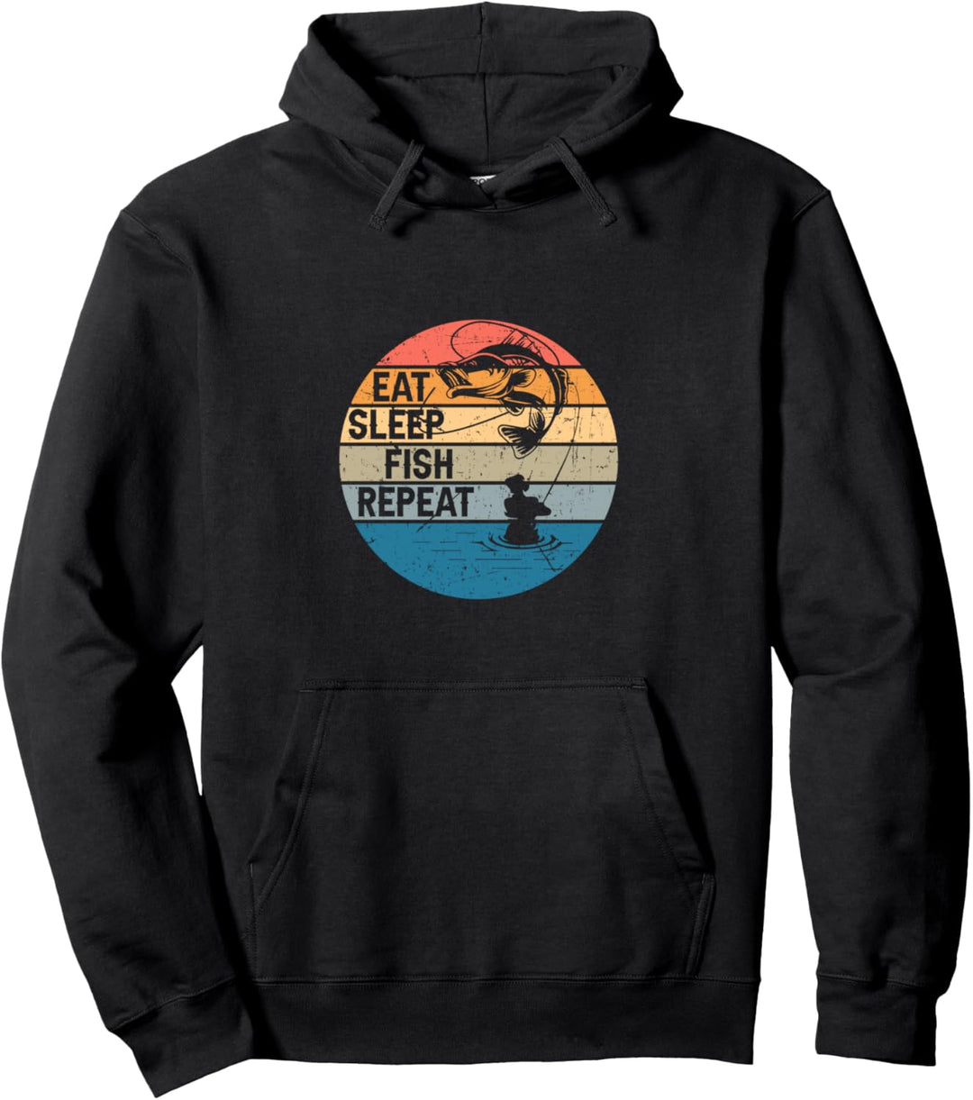 Eat Sleep Fish Repeat - Angler Retro lustig Fischer fischen Pullover Hoodie