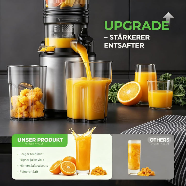 Entsafter - Saftpresse mit Breiter Einfüllschacht | 250W Kaltpress Entsafter für Ganze Früchte & Gem
