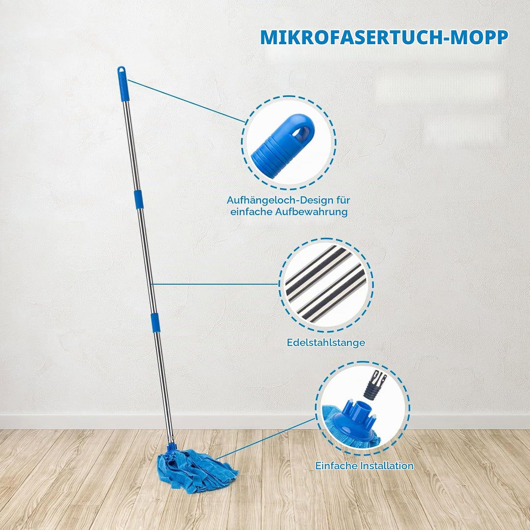KeFanta Wischmopp für die Bodenreinigung 120 cm mit langem Stiel, Baumwolle für die Bodenreinigung i