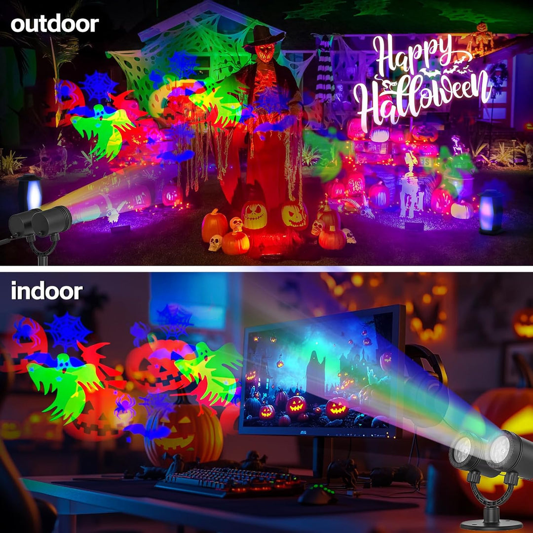 SZGIARUY Halloween Projektor Outdoor Aussenbereich Wasserdicht Dynamisch mit Ieuchtenden Spinnen und