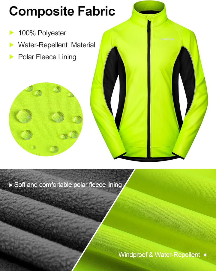 INBIKE Fahrradjacke Damen Winter Thermo Reflektierend Wasserabweisend Winddicht Atmungsaktiv Radjack