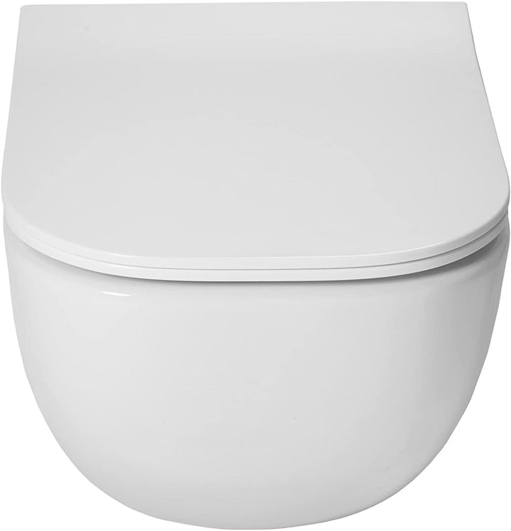 VBChome Hänge-WC Weiss Spülrandloses aus Keramik mit Toilettendeckel WC-Sitz aus Duroplast Absenkaut