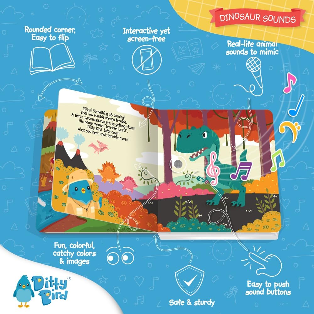 DITTY BIRD Dinosaur Sounds: Interaktives Soundbuch. Dinosaurier auf Englisch zum Lernen, Dinosaur So