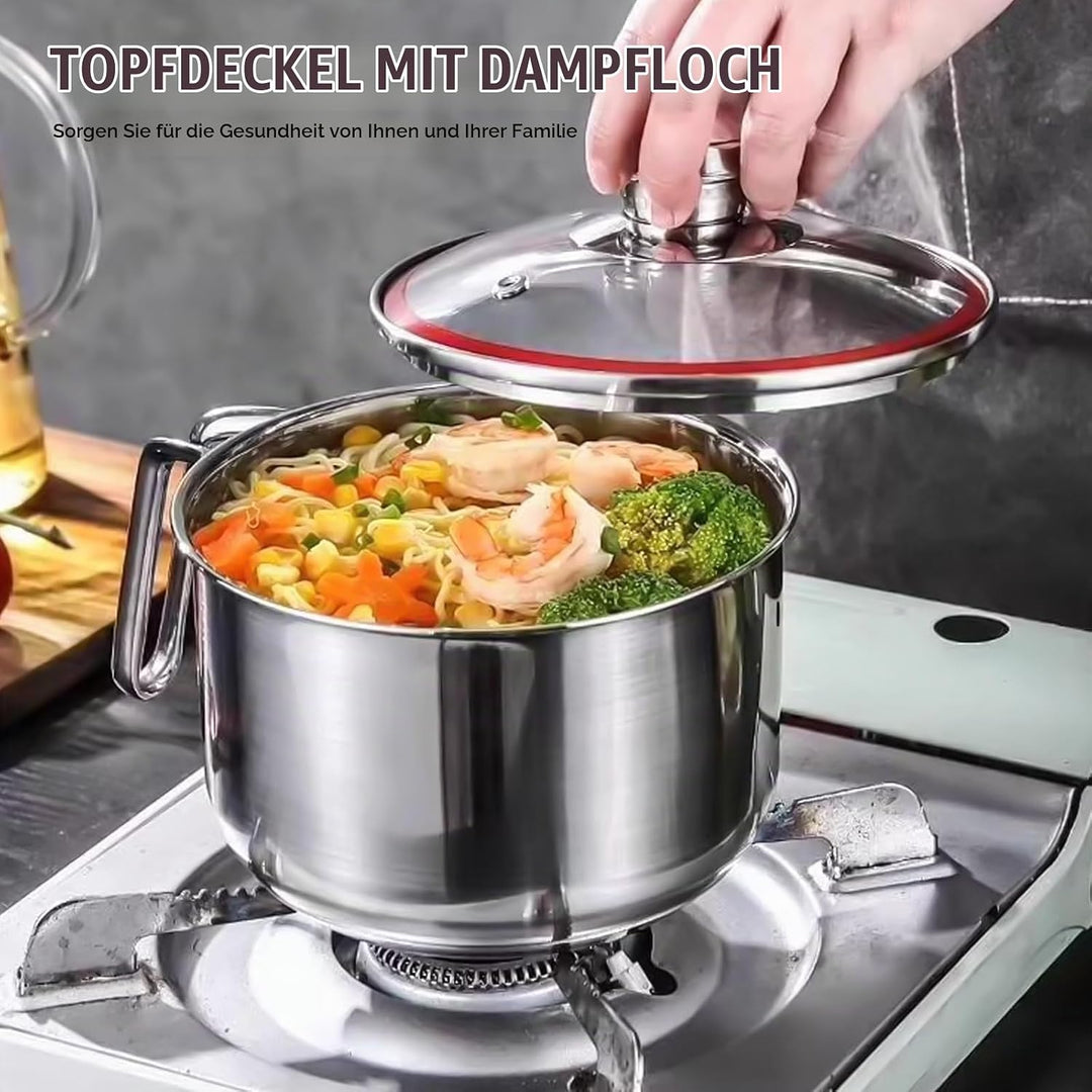 Edelstahl Milchtopf mit Deckel, 1.25L Kochtopf Induktion mit Griff, Simmertopf Puddingtopf, Milchtop
