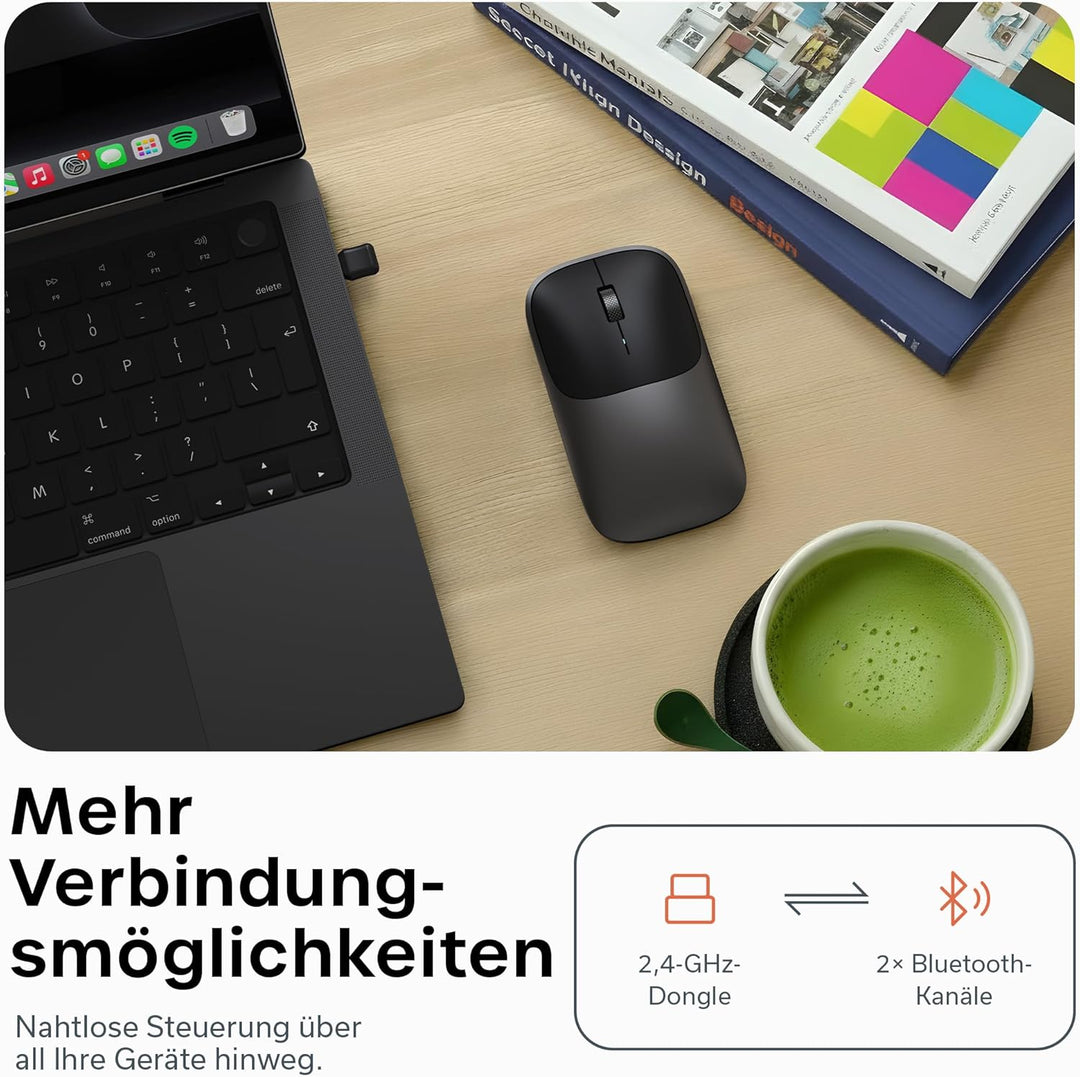 SATECHI Slim EX Kabellose Computermaus, Multi Device Bluetooth & 2,4-GHz für macOS, Windows, iPadOS