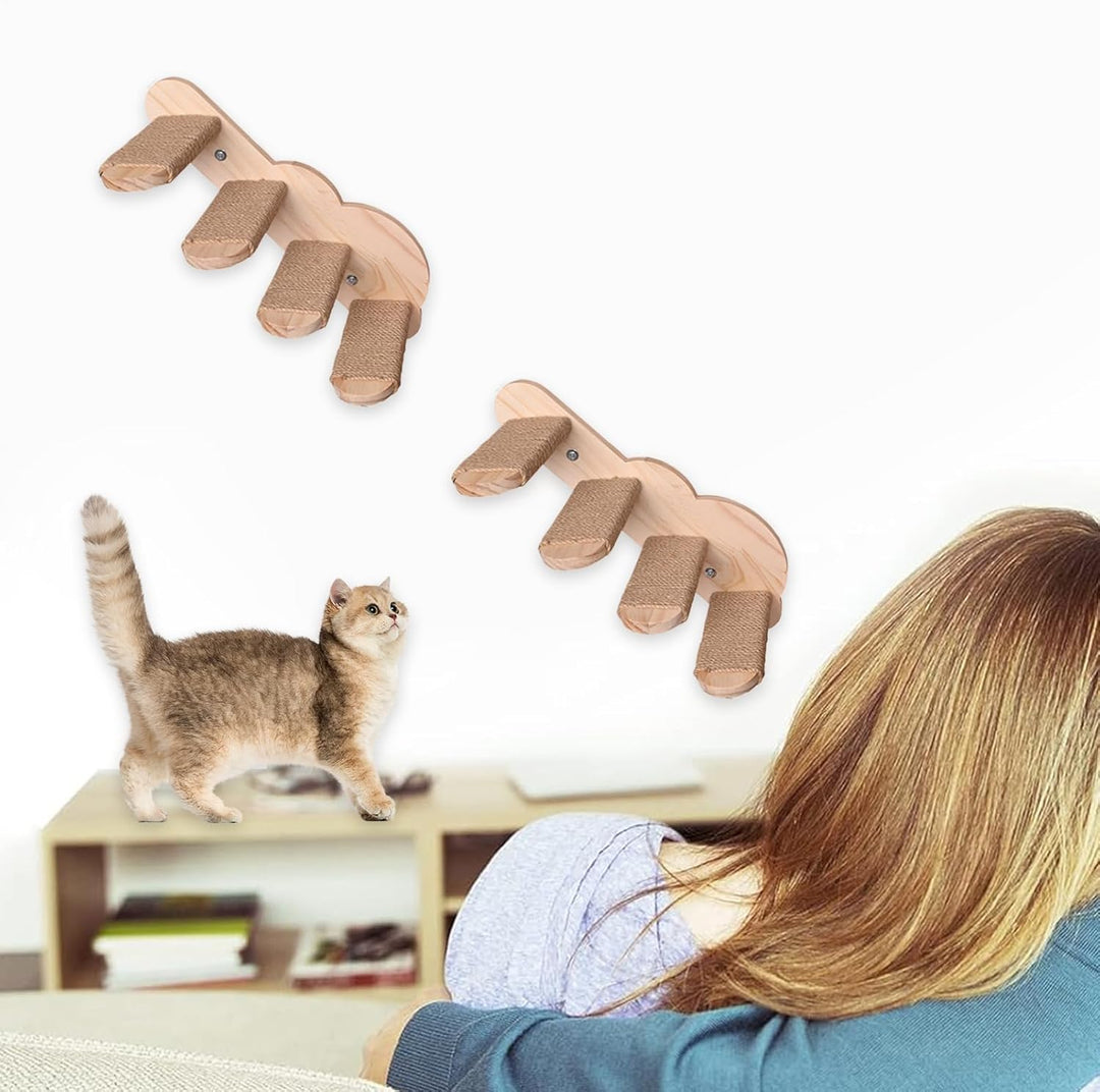 Katzen Wandstufe | Kletterstufen Schwebende Holztreppe Für Die Wand,Möbelregal Sitzstufen Für Schlaf