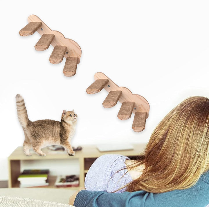 Katzen Wandstufe | Kletterstufen Schwebende Holztreppe Für Die Wand,Möbelregal Sitzstufen Für Schlaf