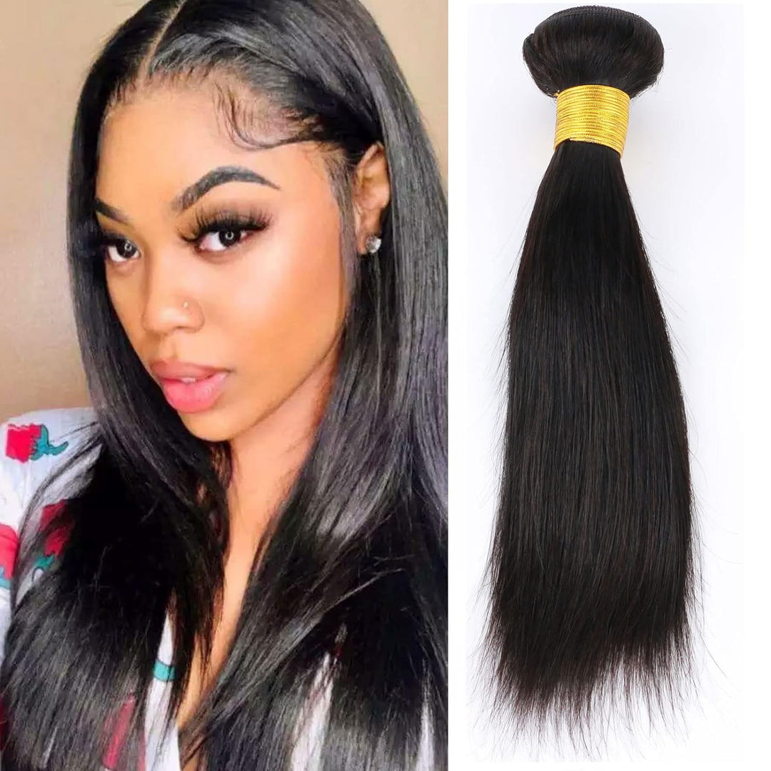 Huarisi Straight Human Hair Single Bundles 12 inch Short Brazilian Straight Weaves 1 Bundle 8a Unver