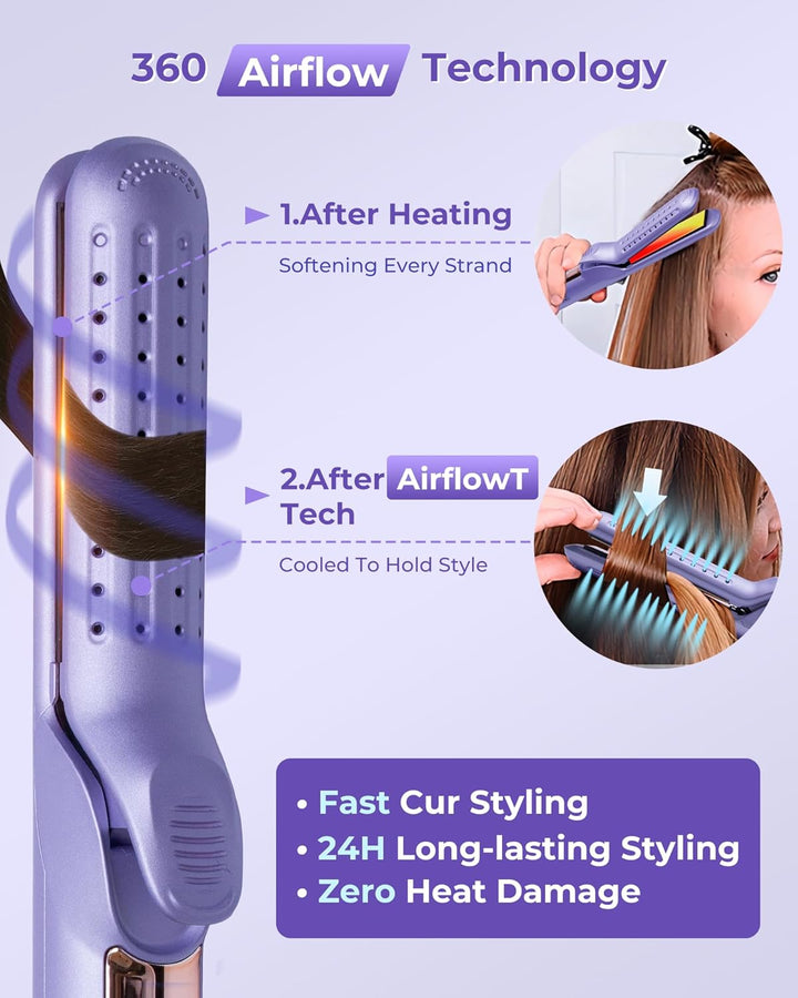 OKWRAP Air Haarglätter, Haarglätter mit Luft, Glätteisen Keratin 140-220°C, Air Straightener LED Dis