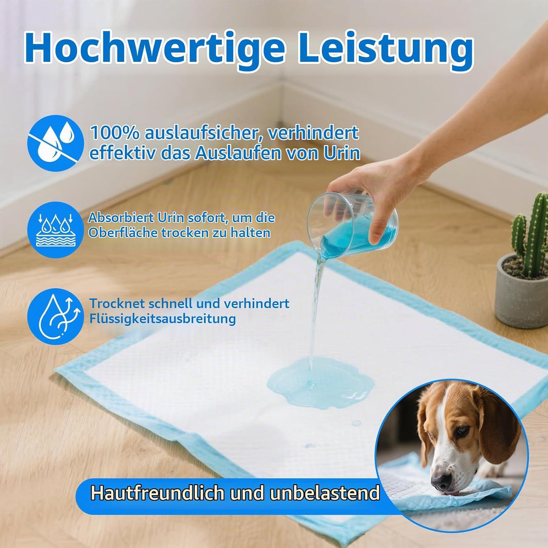 100 Stück Trainingspads für Hunde, 60X60 cm PIPI Matten für Welpen, Unterlagen Baby mit 6 Schichten