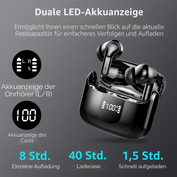 2026 Bluetooth Kopfhörer in Ear, 6D Stereo Kopfhörer Kabellos Bluetooth 5.4 | 56Std Tiefer Bass ENC