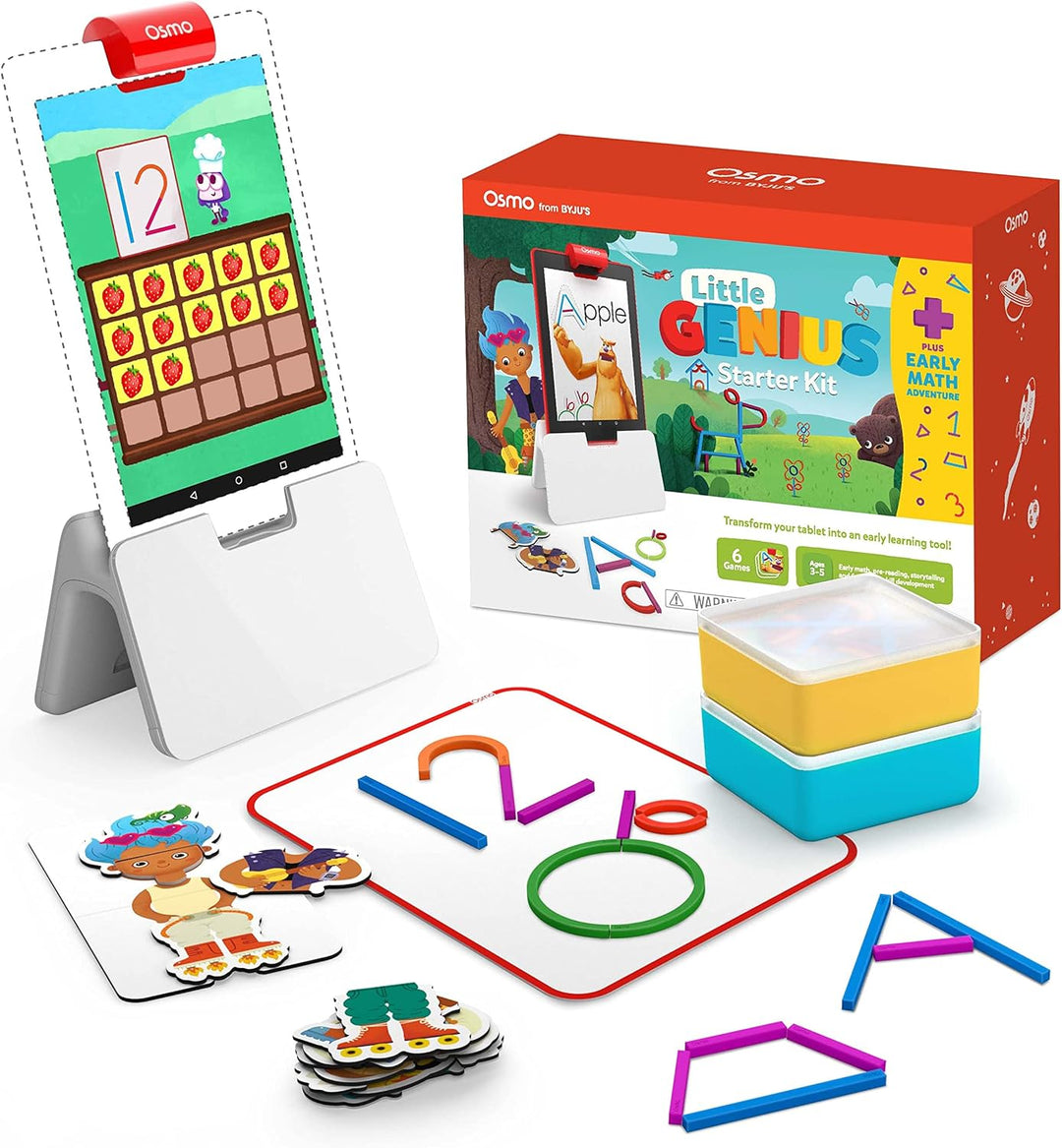 Osmo Little Genius Starter-Set für Feuer-Tablet + frühes Mathematikabenteuer – 6 Lernspiele – Alter