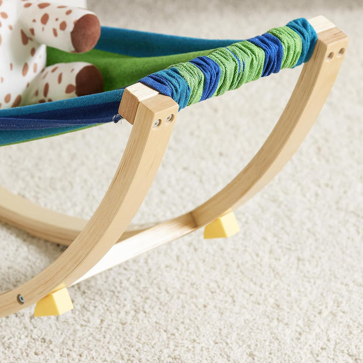 SoBuy Hängematte Kinder mit Sicherheitsstopper, Kinderliege, Schaukelliege aus Holz mit Kopfkissen,