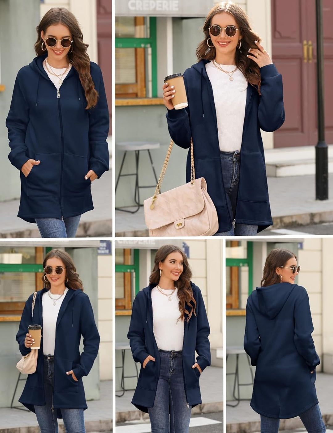 Tuopuda Damen Hoodie Jacke Oversize Reissverschluss Winterjacke Langarm Mantel Winter Warm Cardigan