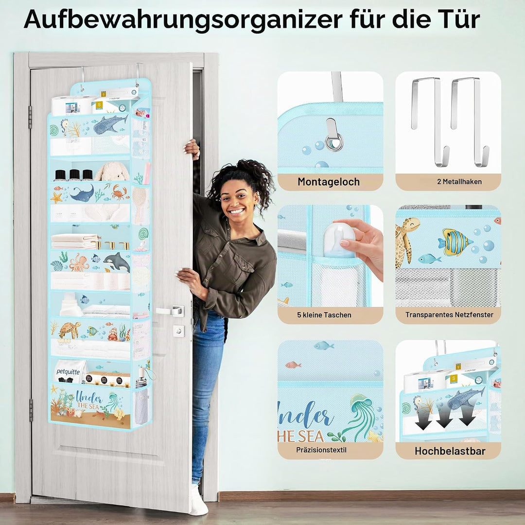 Clastyle Meereslebewesen Tür Hängeaufbewahrung Fisch Hängeorganizer für Camping Bad Schrank Schlafzi