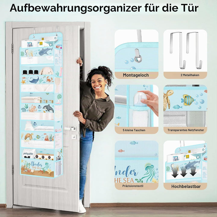 Clastyle Meereslebewesen Tür Hängeaufbewahrung Fisch Hängeorganizer für Camping Bad Schrank Schlafzi