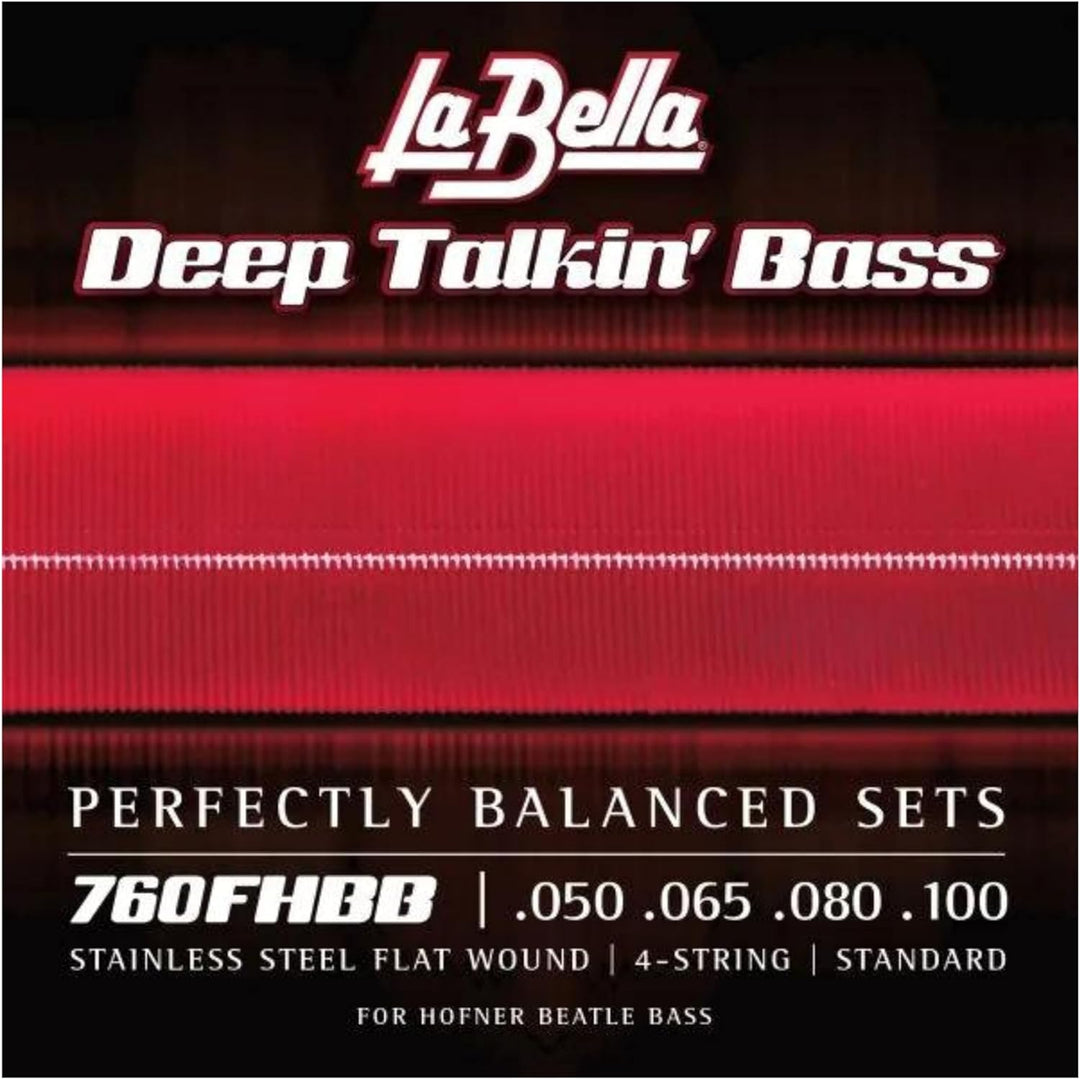 La Bella Saiten für Hofner Beatle Bassgitarre (aus rostfreiem Stahl, flach gewickelt), 50/100, 50/10