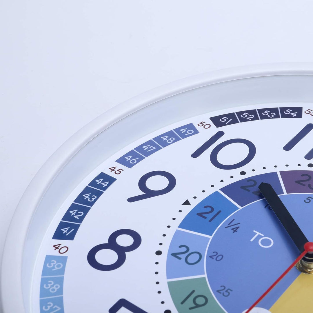 Lafocuse Lautlos Bunte Lernuhr für Kinder, Wanduhr für Jungen und Mädchen, Kinderwanduhr Ohne Ticken