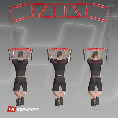 Hop-Sport Multigriff Klimmzugstange für Wand HS-2002K - Profi Fitness Pull Up Bar für zuhause mit vi