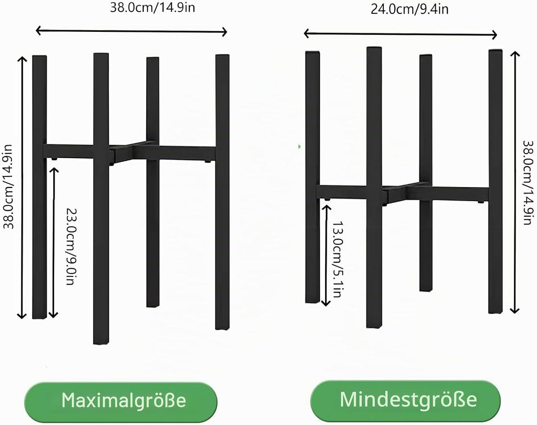 Verstellbarer Pflanzenständer 24-38 cm, Blumenständer Metall schwarz , Blumentopf Ständer, Verstellb