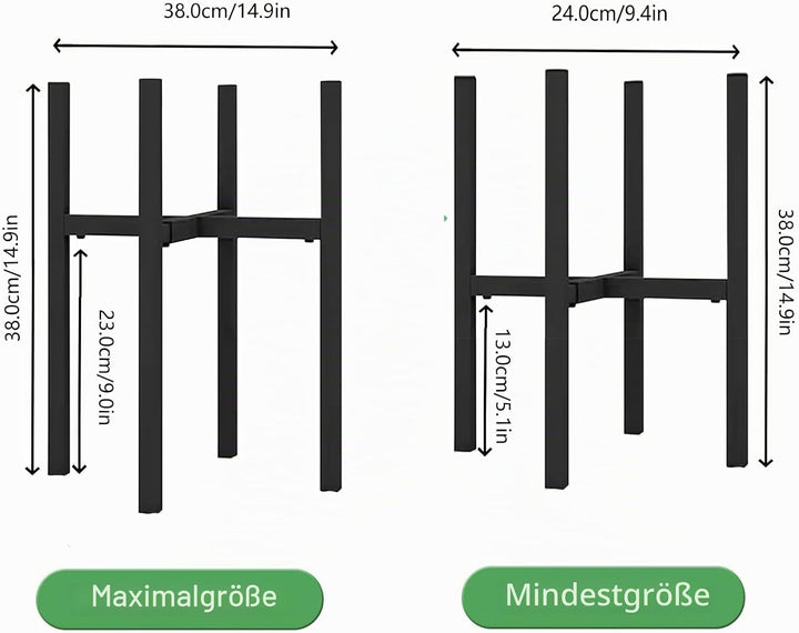 Verstellbarer Pflanzenständer 24-38 cm, Blumenständer Metall schwarz , Blumentopf Ständer, Verstellb