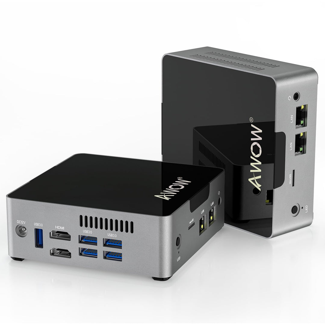 Mini PC Windows 10 Pro AWOW AK34 6GB DDR4 128GB SSD Micro Computer, Intel Celeron J3455 4K HD/2.4G+5