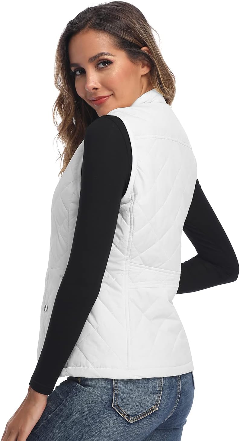 LK Damen Weste Leicht Stehkragen Weste Steppweste mit Reissverschluss Ärmellose Oberteile Tops Coat