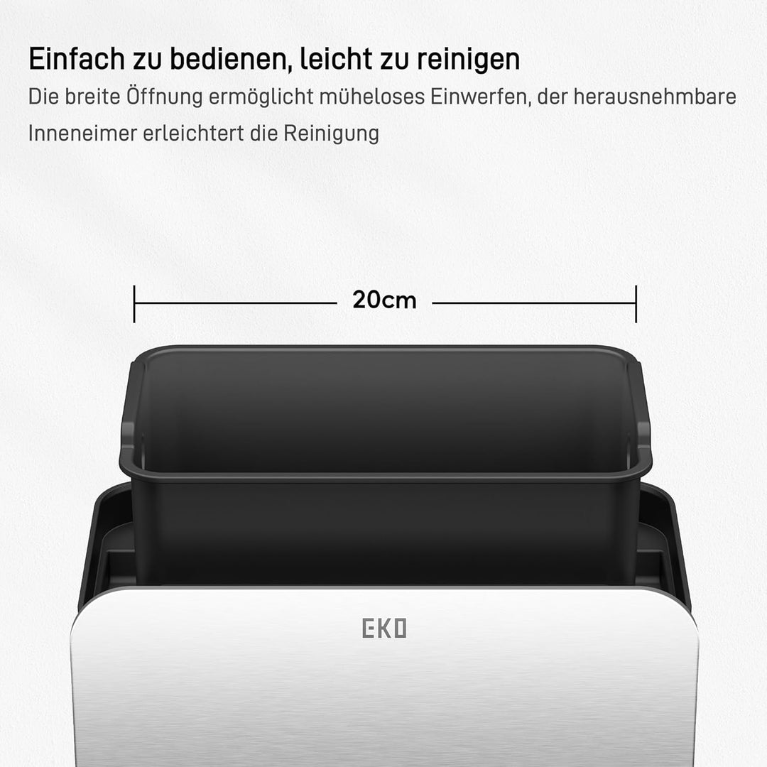 EKO Biomülleimer Küche 7L, Komposteimer aus Edelstahl mit Inneneimer und Geruchsfach, Abfalleimer mi