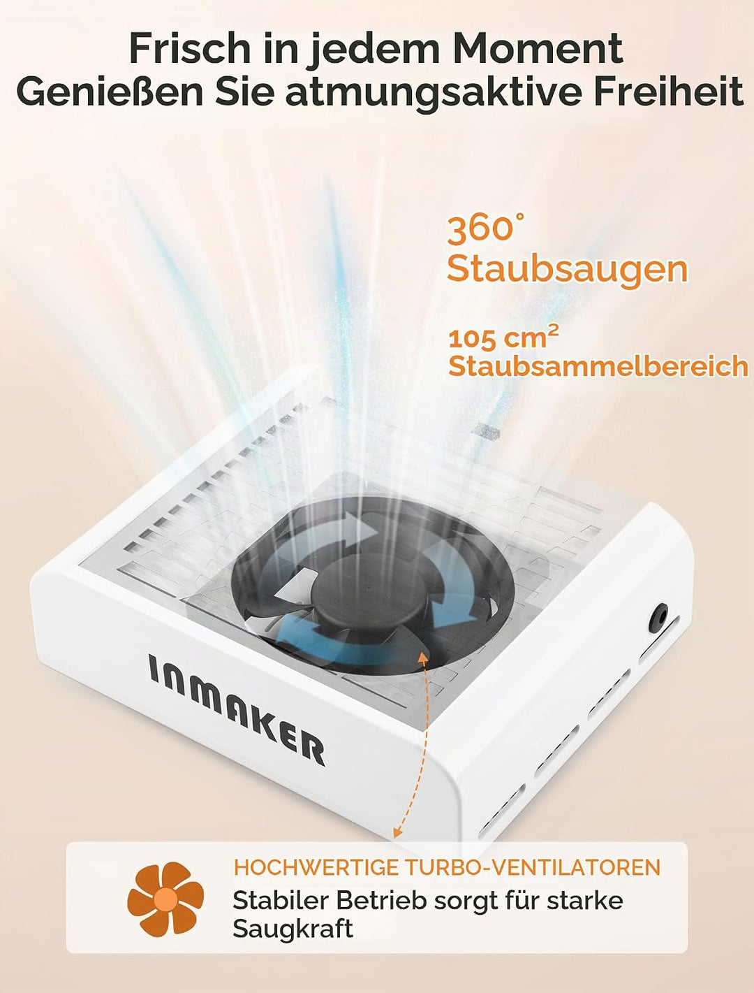 Staubabsaugung für Nägel, 60W Nagelstaubsauger mit 2 Wiederverwendbaren Filters, Professionell Nagel