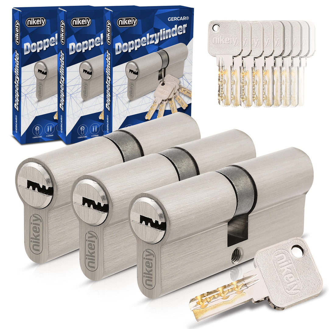 GERCAR Pro Gleichschliessend 3x Schliesszylinder 40/45 Set 3 Profilzylinder inkl. 15 Schlüssel - 85