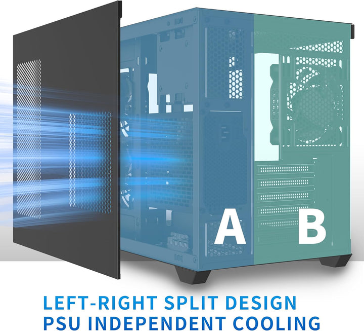 MUSETEX PC Gehäuse ATX, 3 Non-LED Lüfter vorinstalliert Gaming PC Gehäuse, 270° Full-View Tempered G