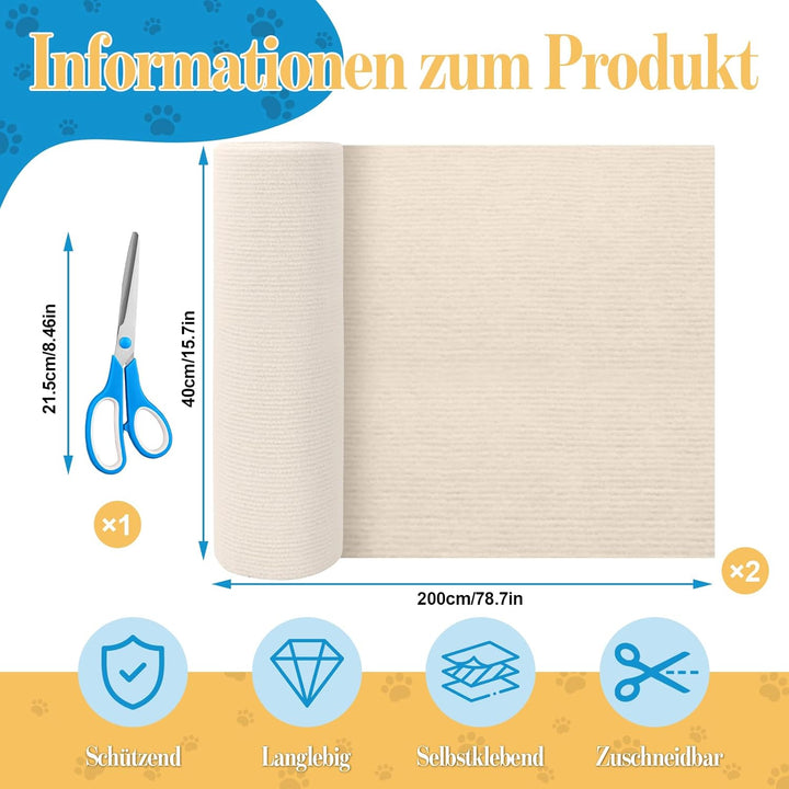 2 Stück Kratzmatte für Katzen, 200cmX40cm Selbstklebend Kratzmatte Katze, DIY Kratzbrett für Katze B