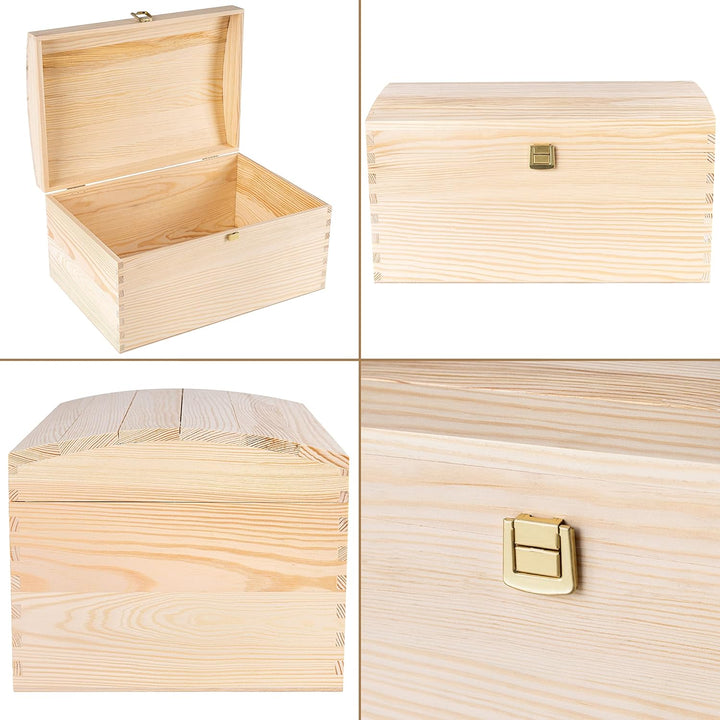 Creative Deco XXL Grosse Holztruhe Holzkiste mit Deckel und Schloss | 34,5 x 25 x 19,2 cm | Schatztr