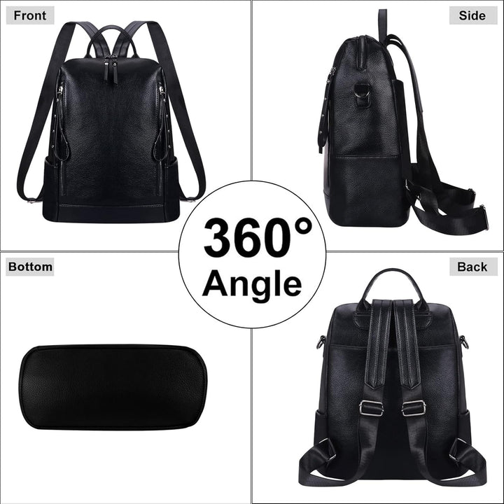 HAWEE Damen Rucksack Weiches PU Leder Schulrucksack Anti-Diebstahl Tagesrucksack Elegant Schultertas