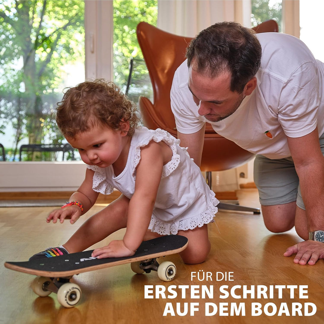 Apollo Kinder Skateboard, kleines Komplett Board mit ABEC 3 Kugellagern und Aluminium Achsen,Coole D