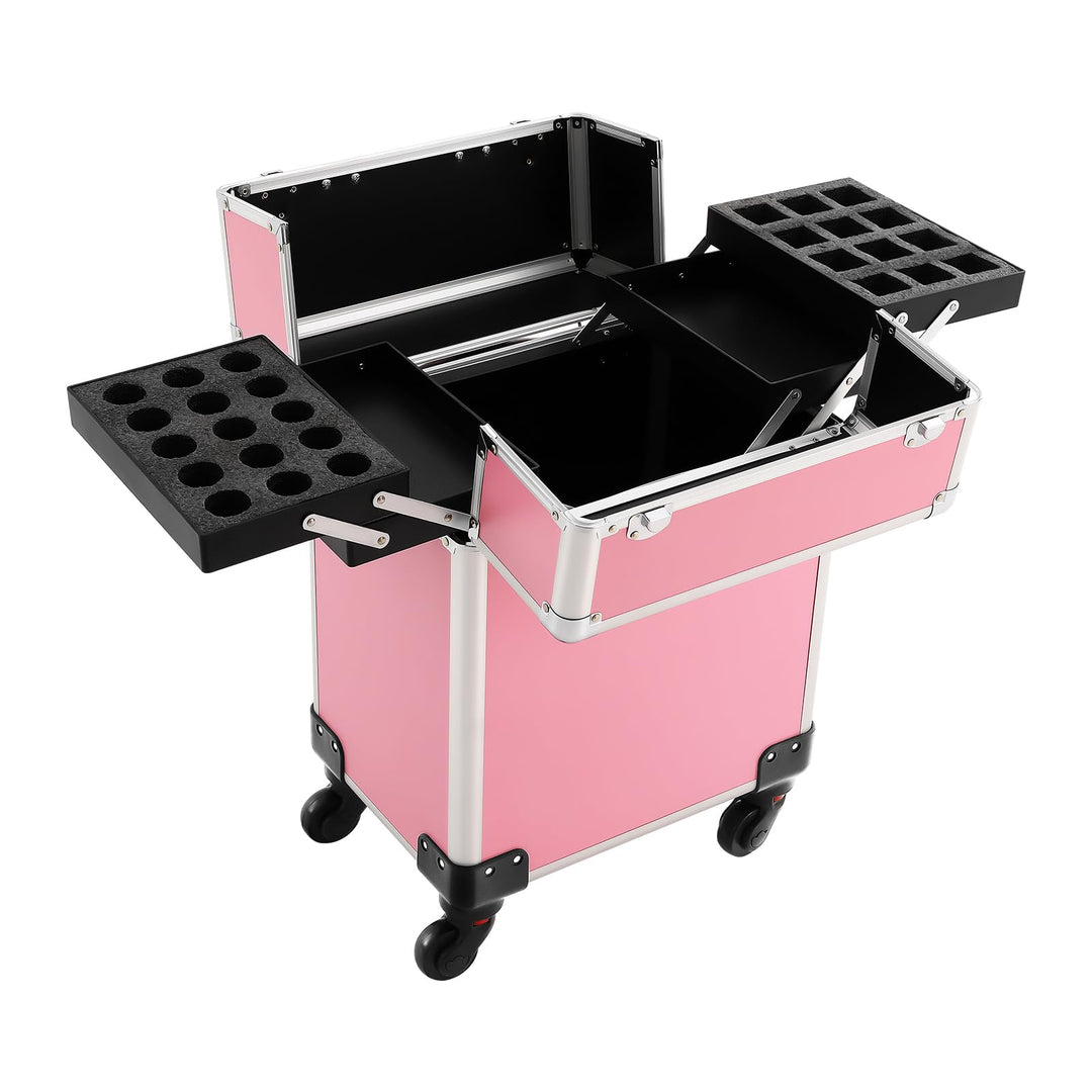 Rollender Kosmetikkoffer, Make-Up Trolley mit Viel Stauraum Professionell für Kosmetiker und Nagelst