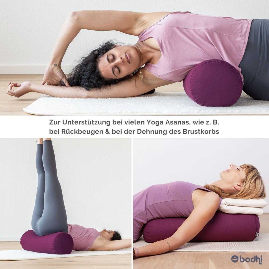 Bodhi Yoga Bolster | ECO Serie | Yogarolle mit Kapok-Füllung | Waschbarer Bezug aus 100% Bio-Baumwol