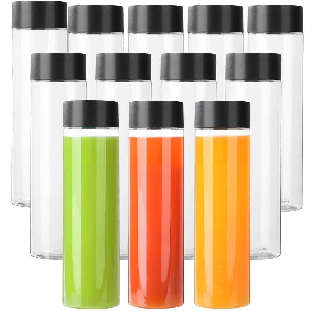 KAHEIGN 13St. Klare Saftflaschen aus PET-Kunststoff, 400 ml Leere Smoothie-Trinkflaschen mit Deckel