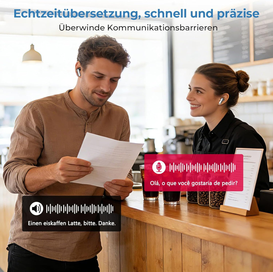 NE48 KI Übersetzer Kopfhörer, 3-in-1 Bluetooth 6.0 Übersetzungskopfhörer, Echtzeitübersetzung in 165