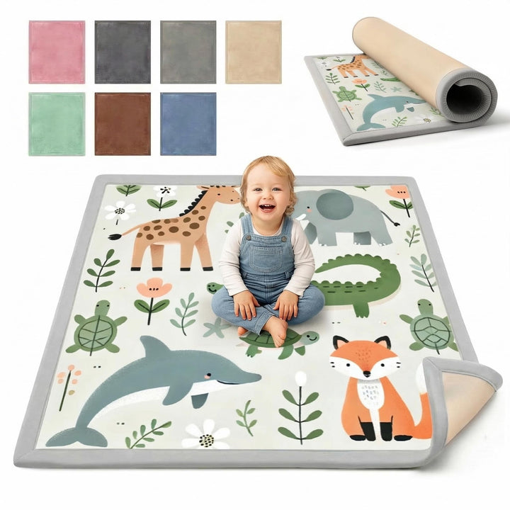 BabybeFun Krabbelmatte Baby - kuschelig weich - 3cm Dicke Spielmatte - schützt vor Stössen - Teppich
