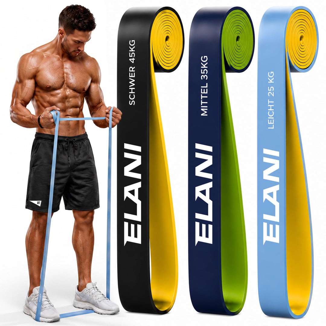 ELANI Resistance Bands - zweifarbig mit Widerstandslinien + Workoutplan &amp; Eco-Verpackung - Widerstan