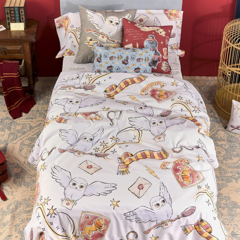 Belum Harry Potter Bettbezug, Modell Hedwig, Bettbezug mit Knöpfen, 100% Baumwolle, hochwertiger Bet