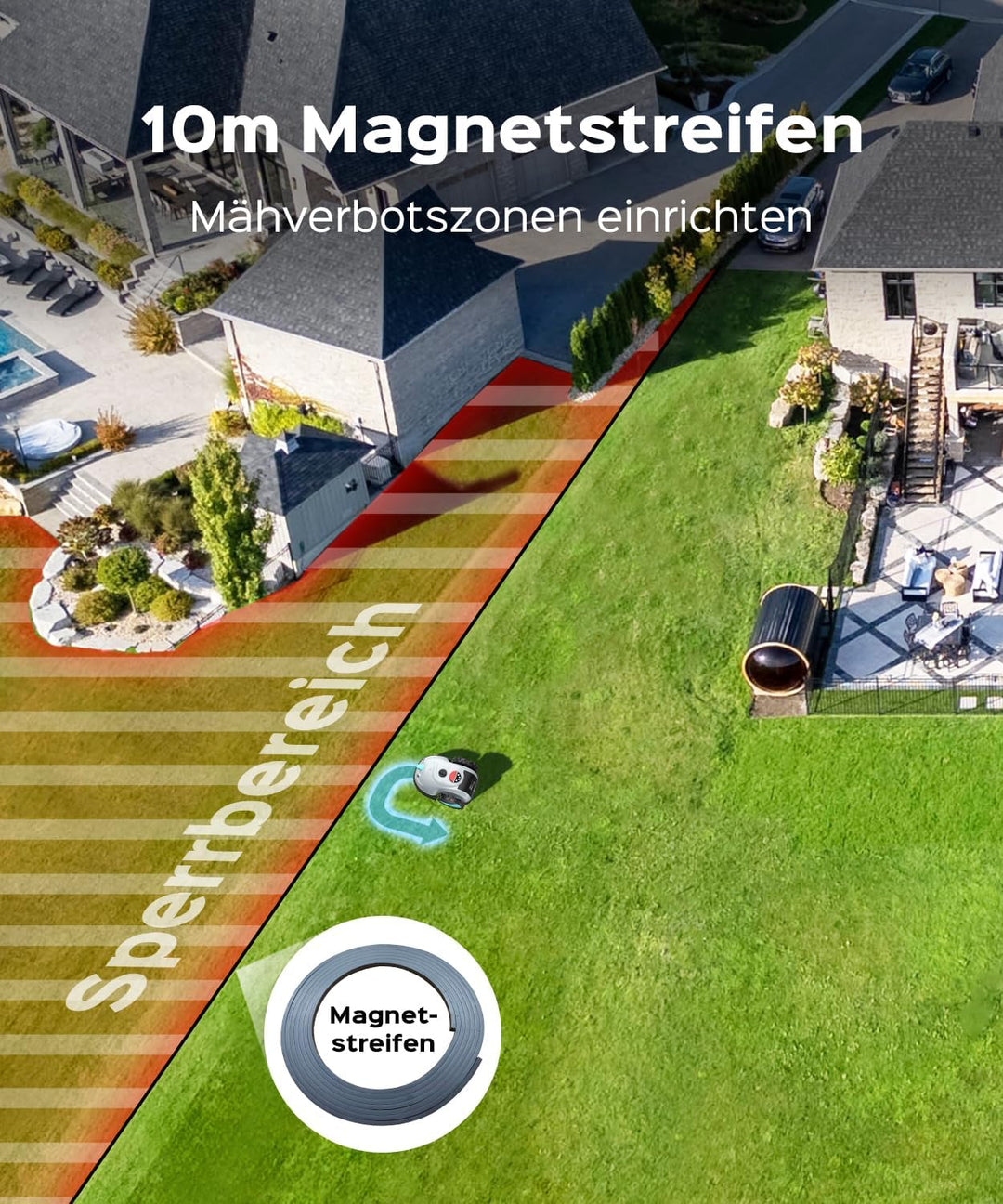 V100 Mähroboter ohne Begrenzungskabel, mit Vision Navigation, 150 Hinderniserkennung, Rasenroboter b