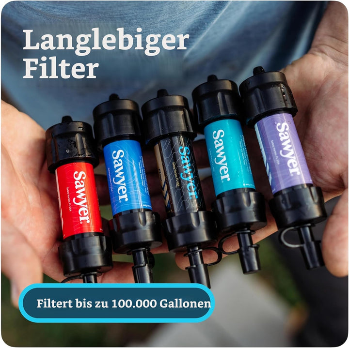 Sawyer Mini PointONE Wasserfilter Outdoor Notversorgung enfernt 100% Mikroplastik und 99,99999%* All